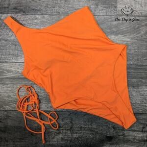 Amzbrly One Shoulder Removable Tie Strap One Piece Swimsuit Size L